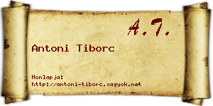 Antoni Tiborc névjegykártya